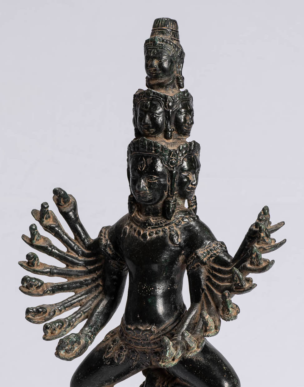 Antike Khmer Style stehend Bronze Bayon Hevajra Statue-43cm/17 " Tall