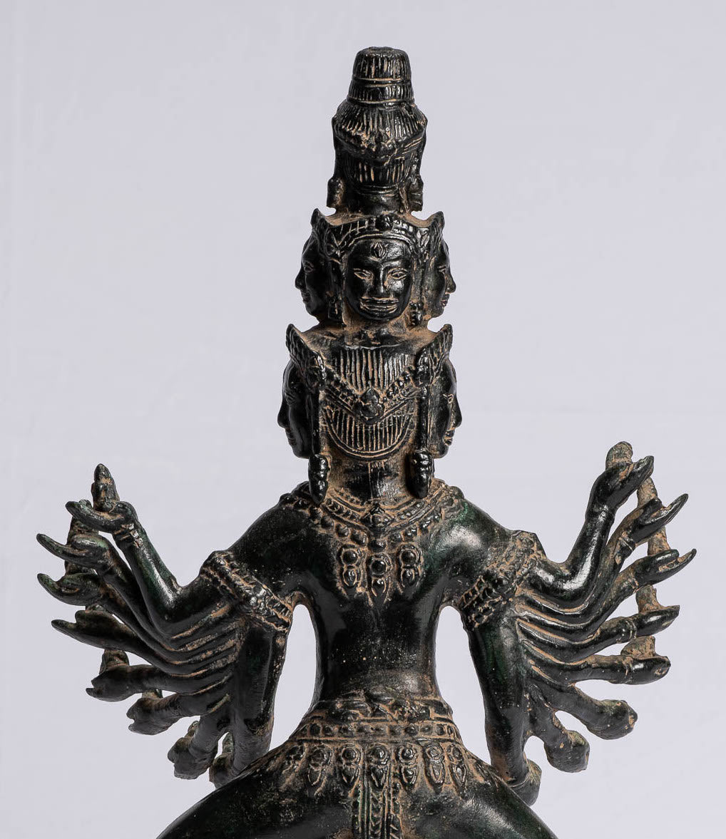 Antike Khmer Style stehend Bronze Bayon Hevajra Statue-43cm/17 " Tall