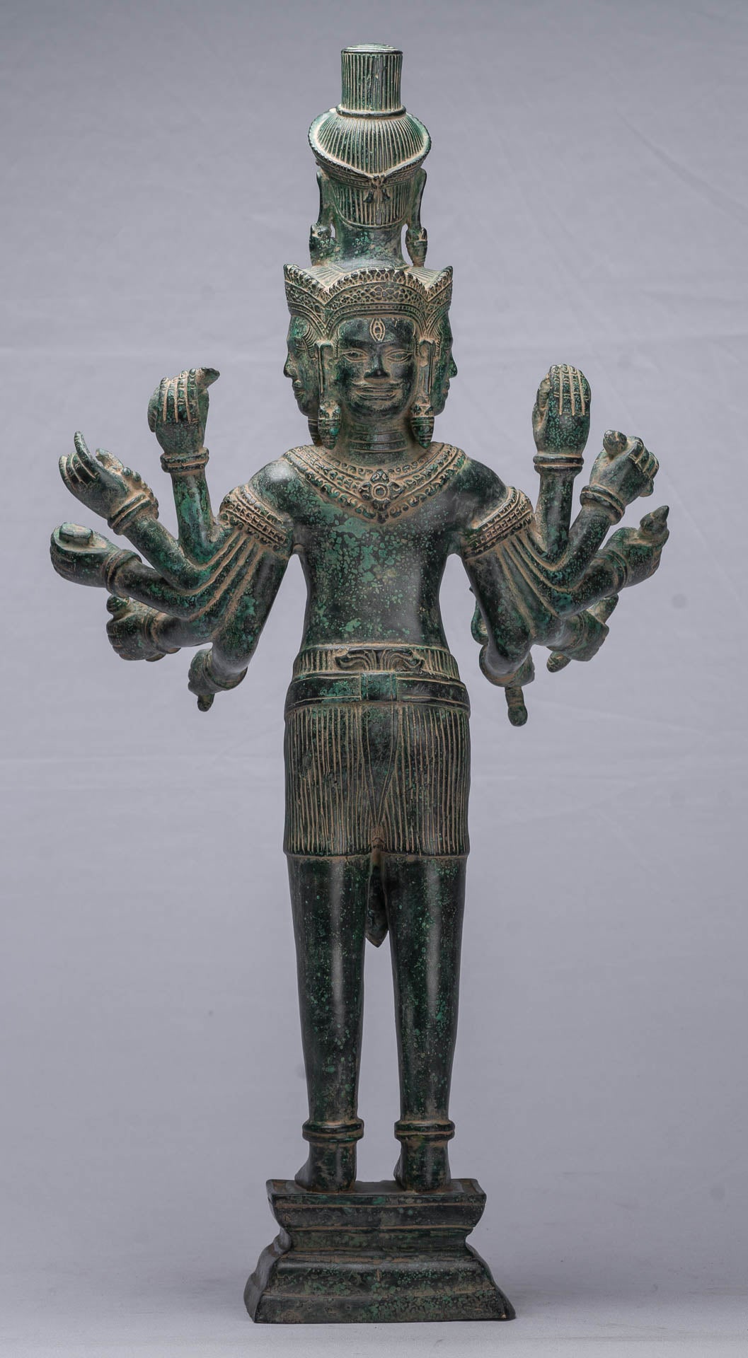 Estatua de shiva de pie de estilo de bronce de estilo antiguo y yoni - 59cm/24 "