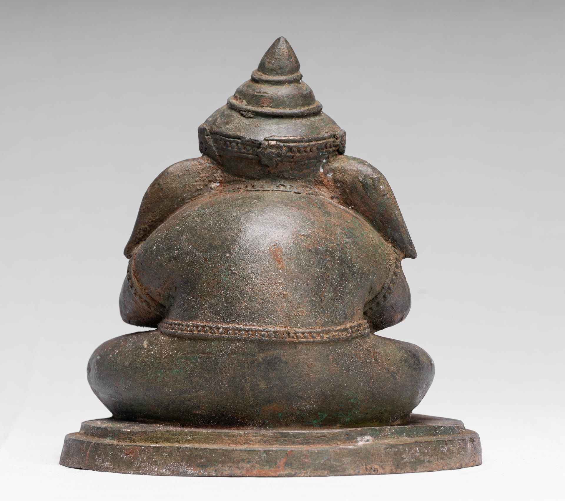 Statue Ganesha - Bronzo in stile tailandese antico seduto "Vedi no malvagio" statua Ganesha- 24 cm/10 "