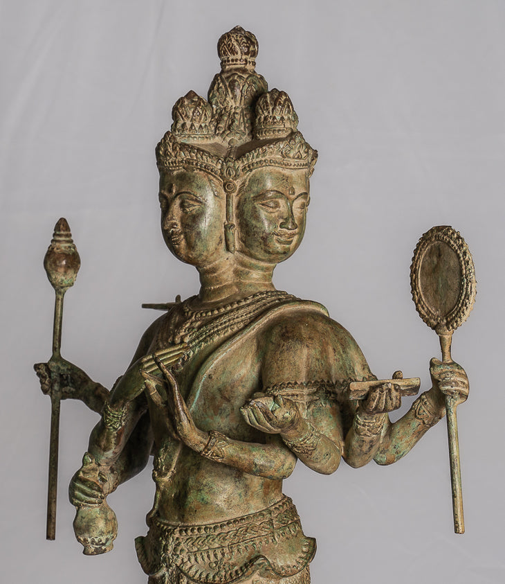 Statua Brahma - Antique Thai Style Standing Bronze Brahma Statue - 76cm/30 "