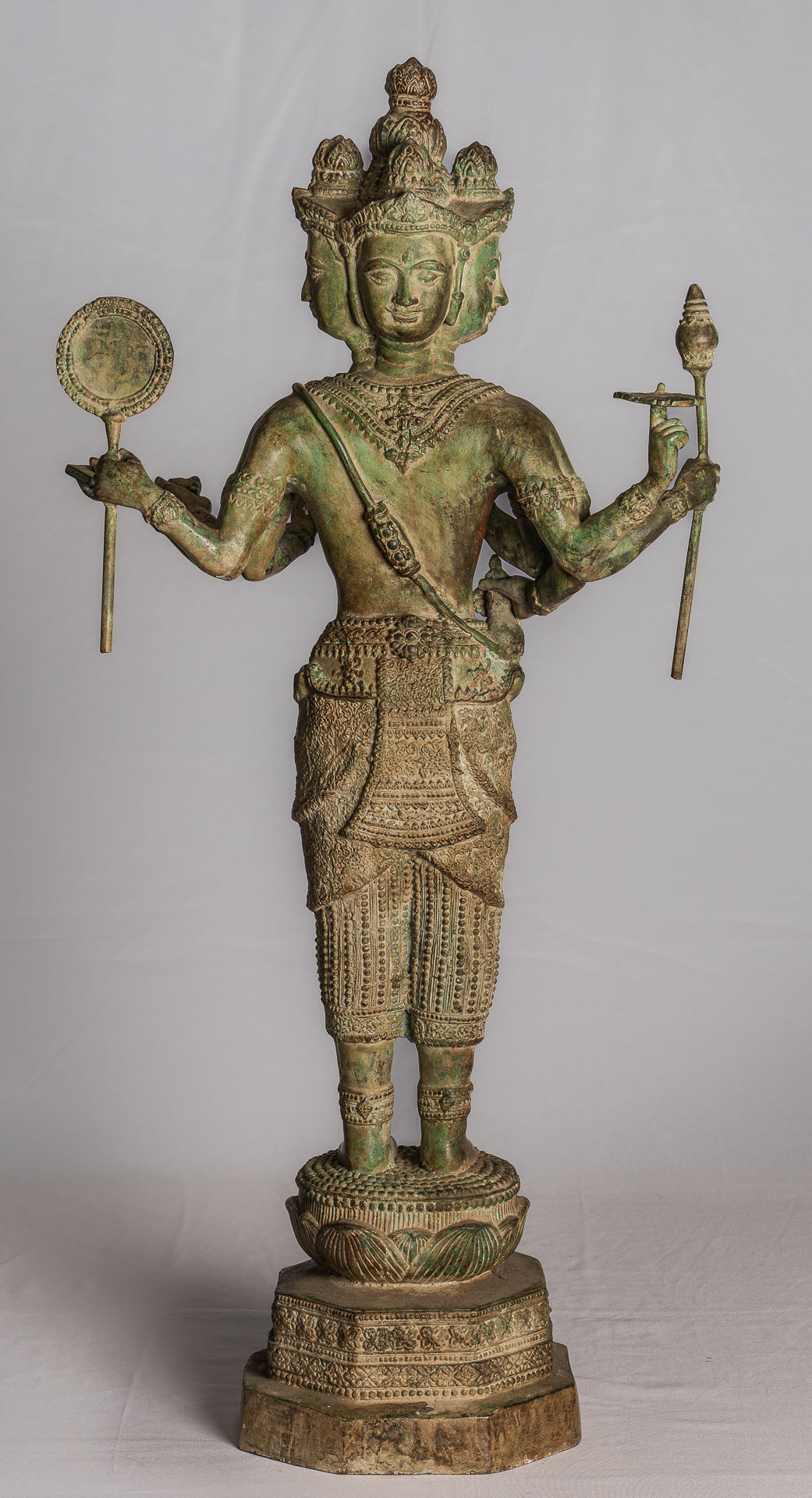 Statua Brahma - Antique Thai Style Standing Bronze Brahma Statue - 76cm/30 "