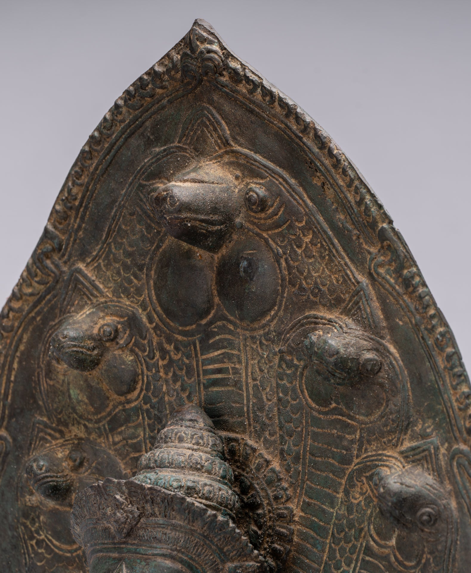 Statue de Bouddha-Antique Thaï Style Bronze Seated Meditation Naga Bouddha Statue-66cm/26 "