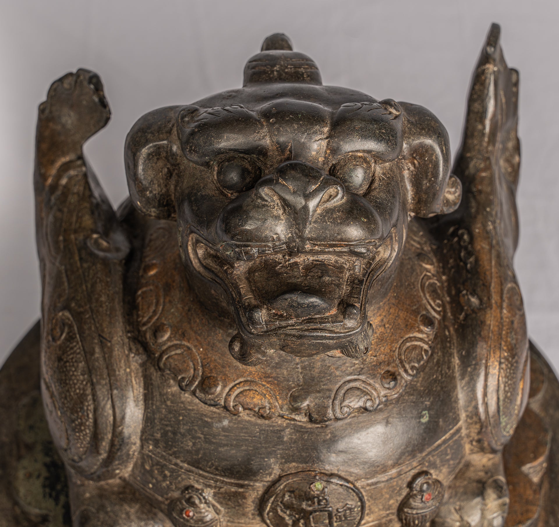 Antiker chinesischer Stil Tempel Wächter Löwe Foo Dog Imperial Lion 37cm/15"