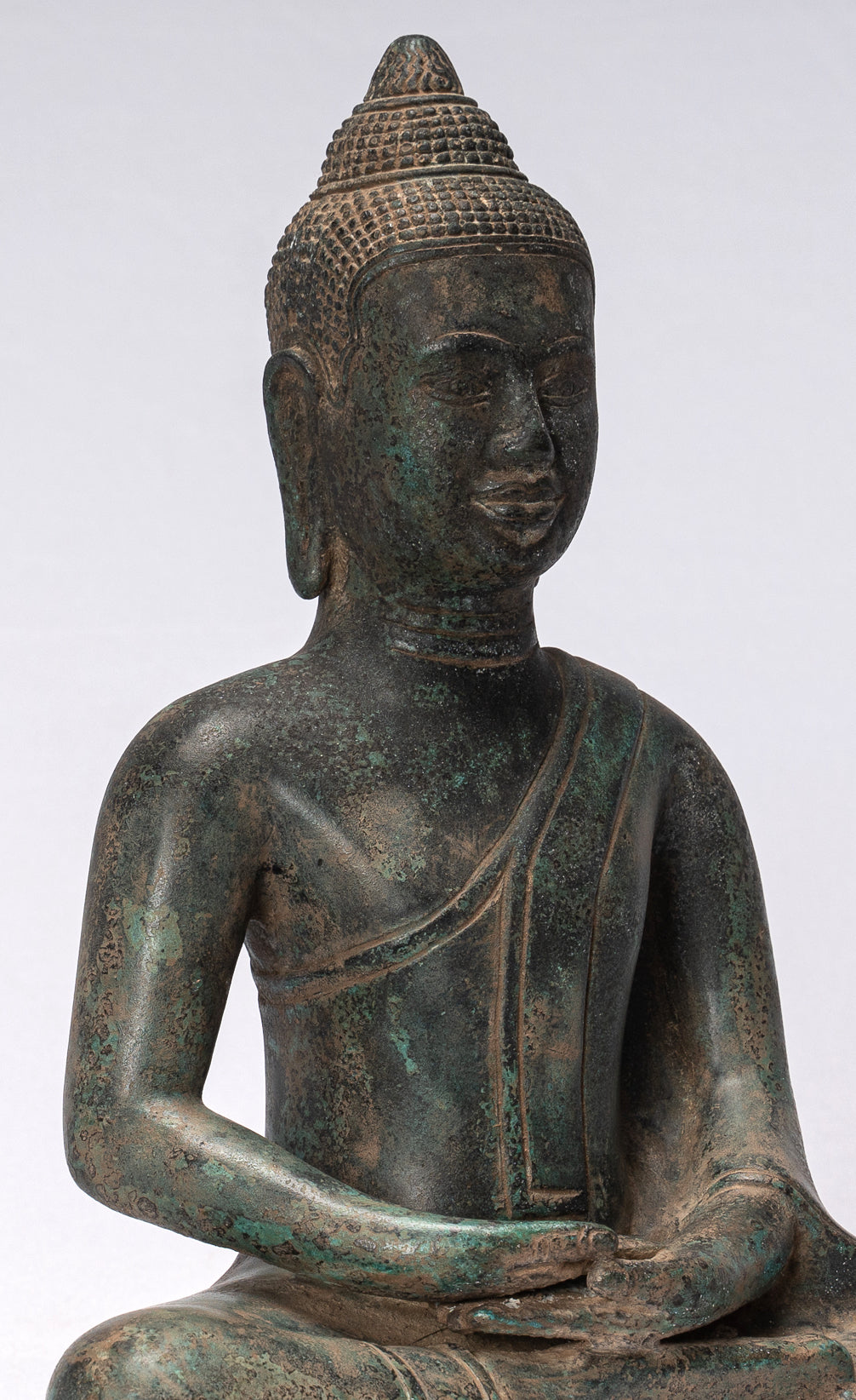Statue di Buddha - Antique Khmer Style Meditazione seduta Buddha Statua - 28 cm/11 "