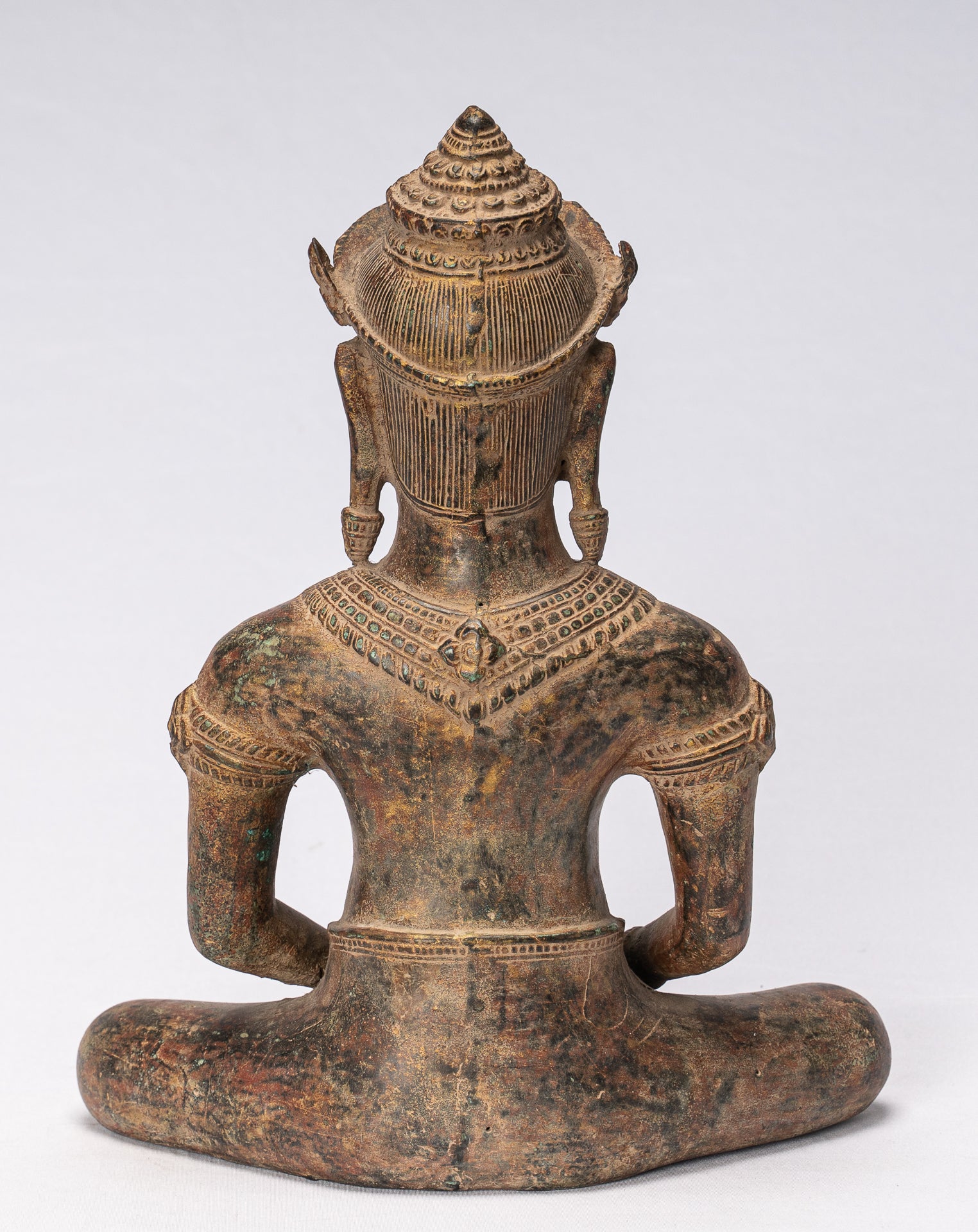 Buddha-Statue – Antiker Khmer-Stil, Bronze, sitzende Meditation, Angkor-Buddha-Statue – 13,5 cm/5 Zoll