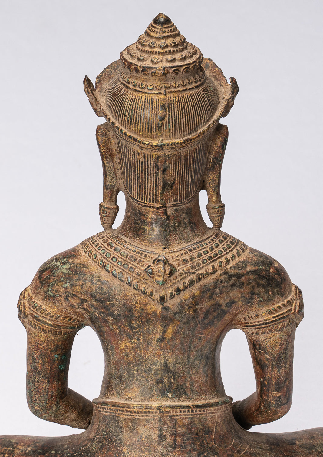 Buddha-Statue – Antiker Khmer-Stil, Bronze, sitzende Meditation, Angkor-Buddha-Statue – 13,5 cm/5 Zoll