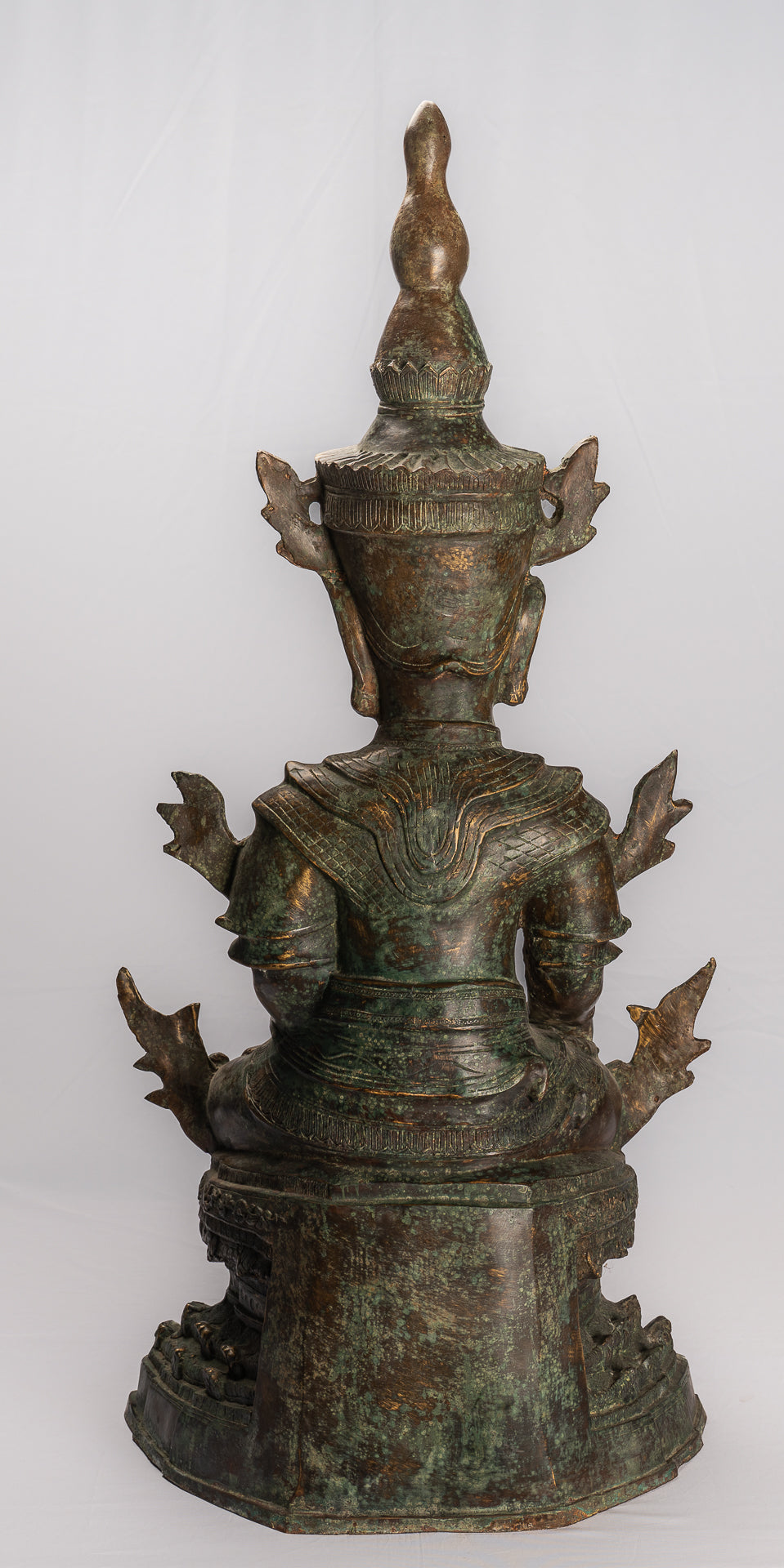 Antike Shan-Erleuchtungs-Buddha-Statue aus Bronze im burmesischen Stil – 102 cm/41 Zoll
