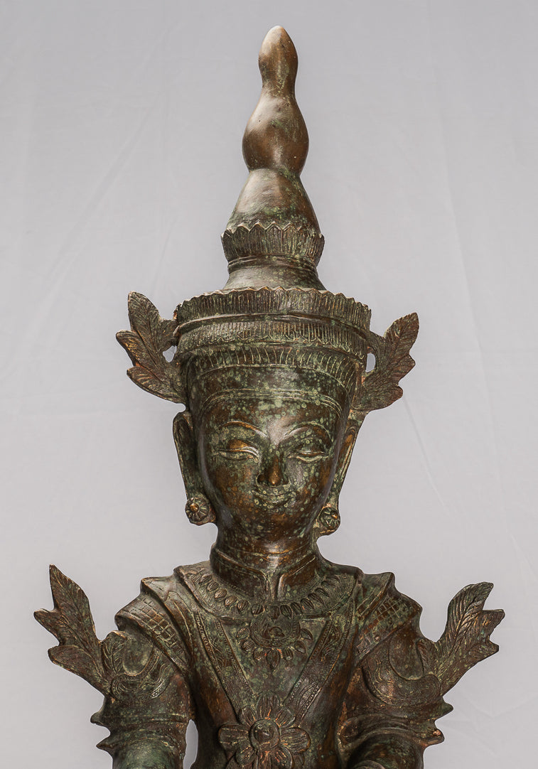Antike Shan-Erleuchtungs-Buddha-Statue aus Bronze im burmesischen Stil – 102 cm/41 Zoll