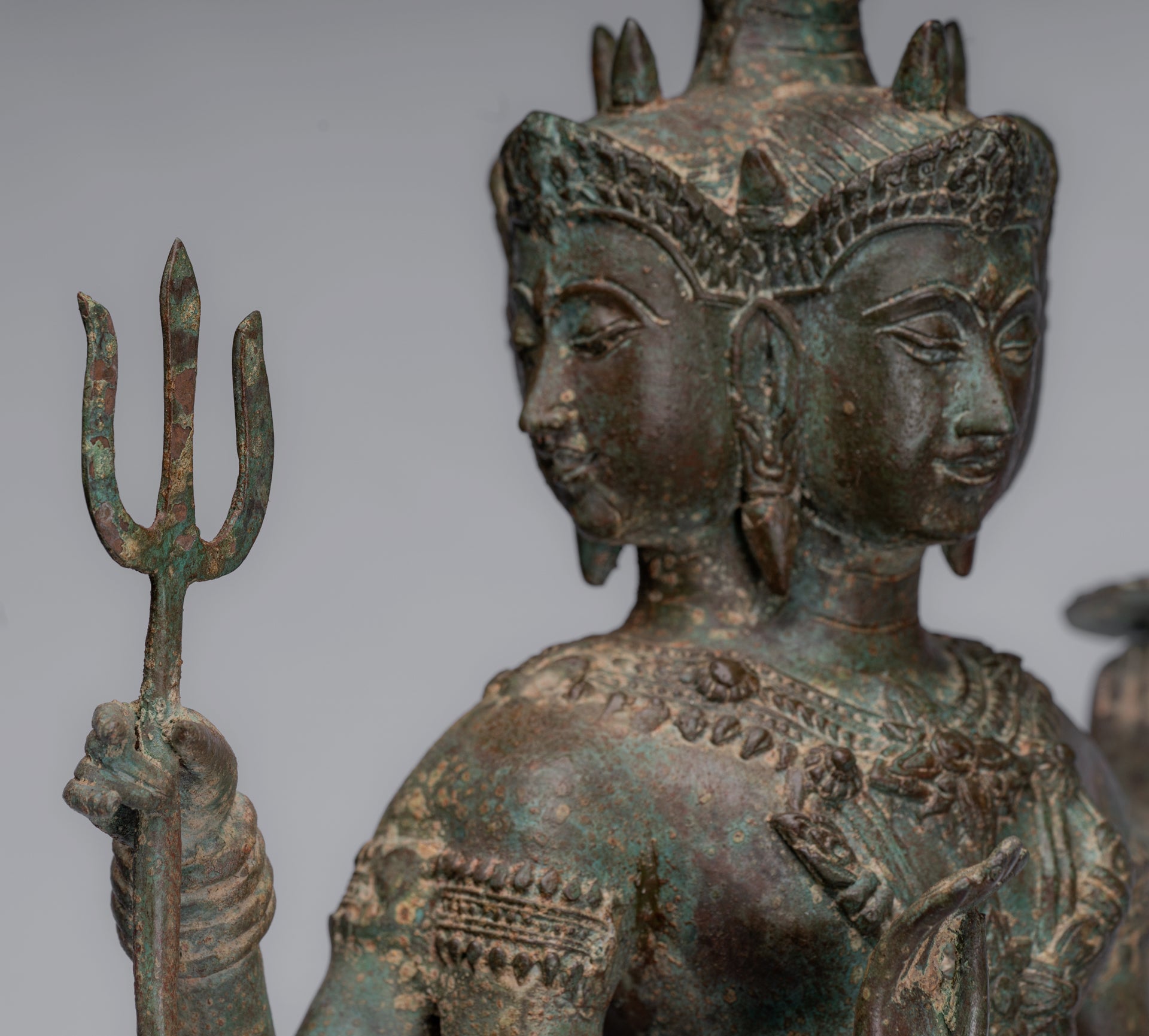 Trimurti Statue-Antique Thai Style Trimurti Shiva Brahma Vishnu Statue-84cm/34 "