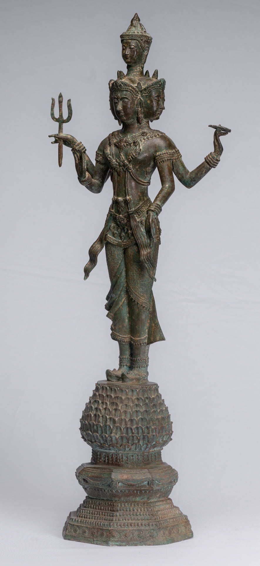 Trimurti Statue-Antique Thai Style Trimurti Shiva Brahma Vishnu Statue-84cm/34 "