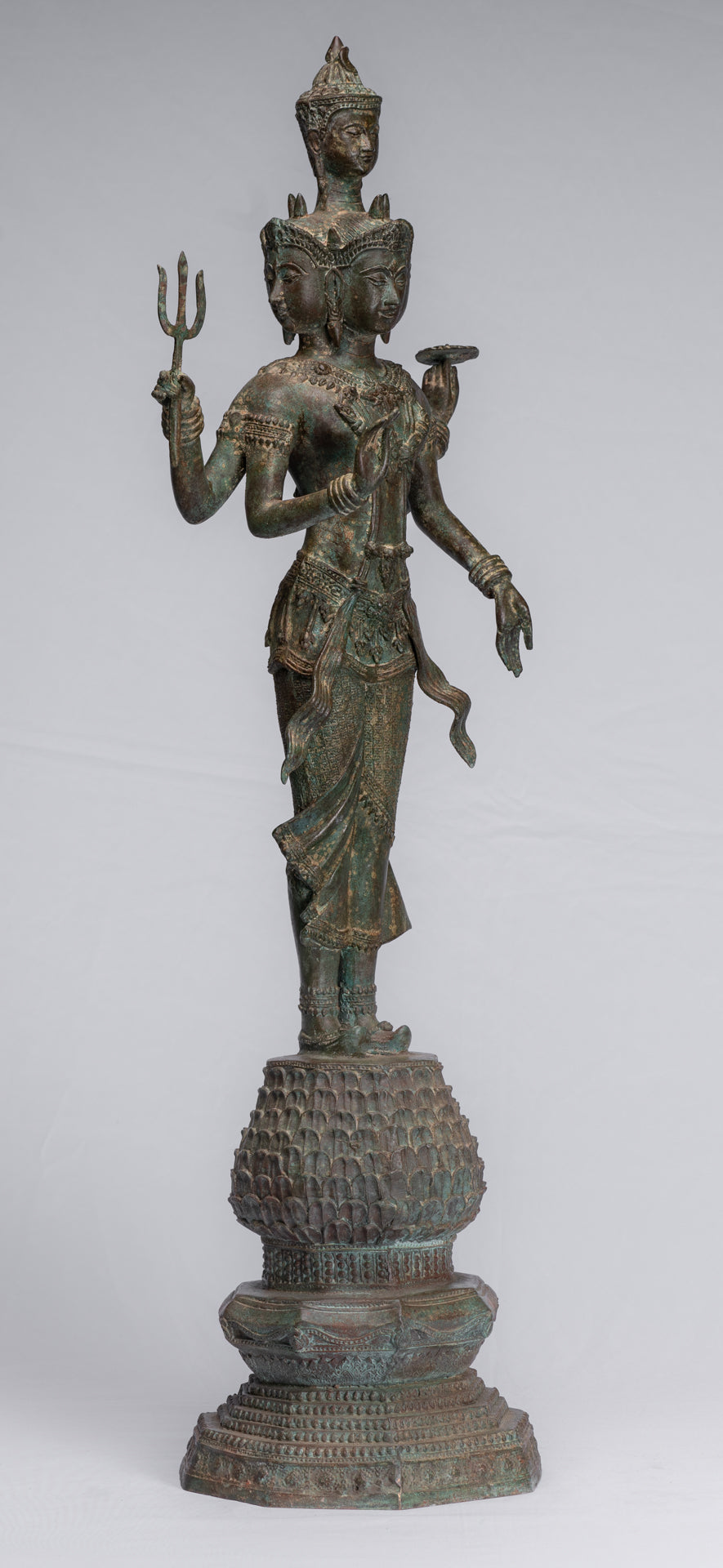 Trimurti Statue-Antique Thai Style Trimurti Shiva Brahma Vishnu Statue-84cm/34 "