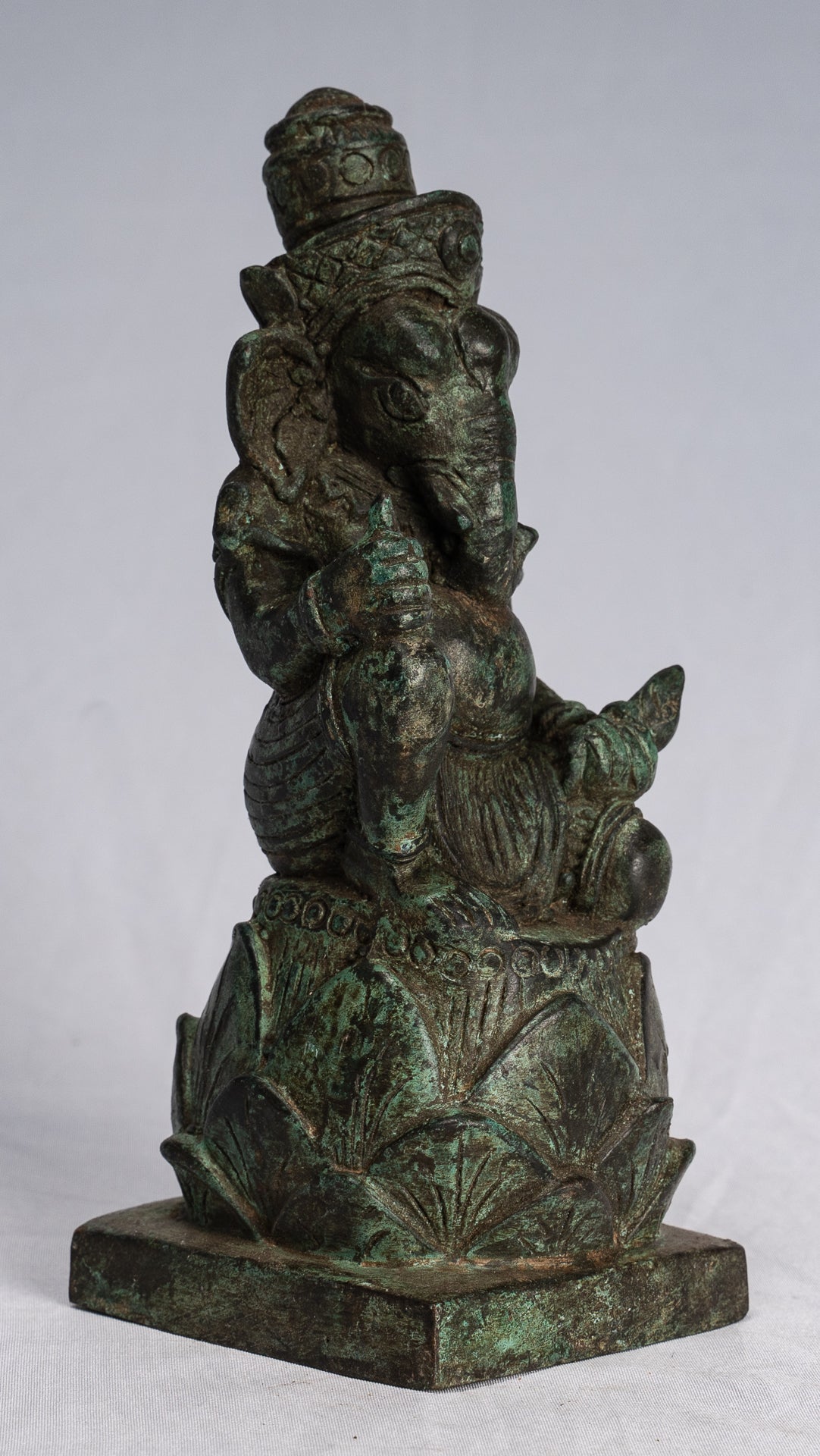 Ganesha-Statue – antike kniende Bronze-Bayon-Ganesh-Statue im Khmer-Stil – 17 cm.