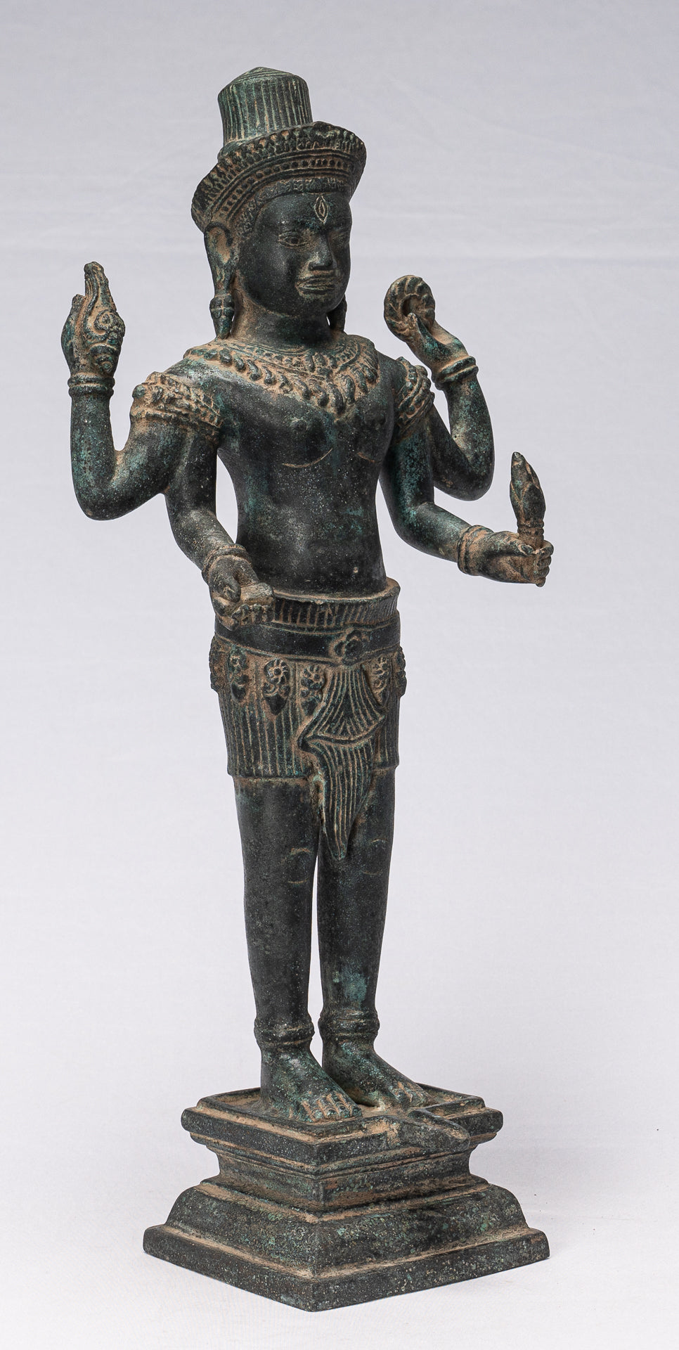 ShivaStatue - Statue de Shiva de style Khmer antique en bronze de style Koh Ker - 44 cm/18"