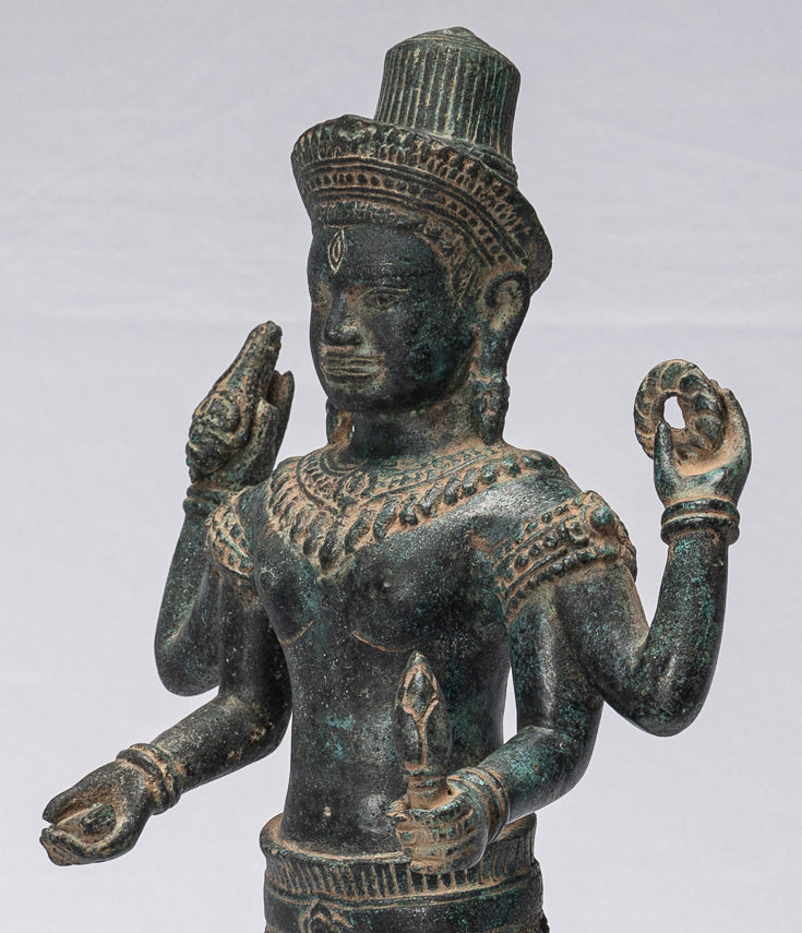 ShivaStatue - Statue de Shiva de style Khmer antique en bronze de style Koh Ker - 44 cm/18"