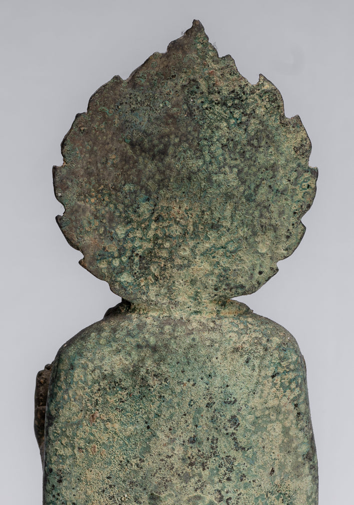 Estatua de Buda - Estatua de Buda de Protección de Bronce Sentada de estilo japonés antiguo - 34 cm/14 "