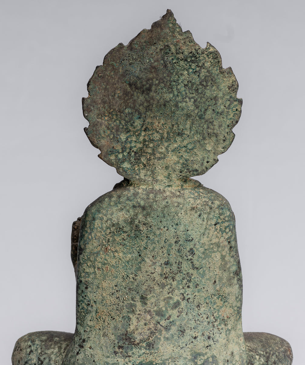 Estatua de Buda - Estatua de Buda de Protección de Bronce Sentada de estilo japonés antiguo - 34 cm/14 "