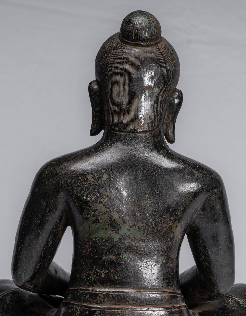 Antique Khmer Style Seated Bronze Meditation Jayavarman VII Statue - 42cm/17"