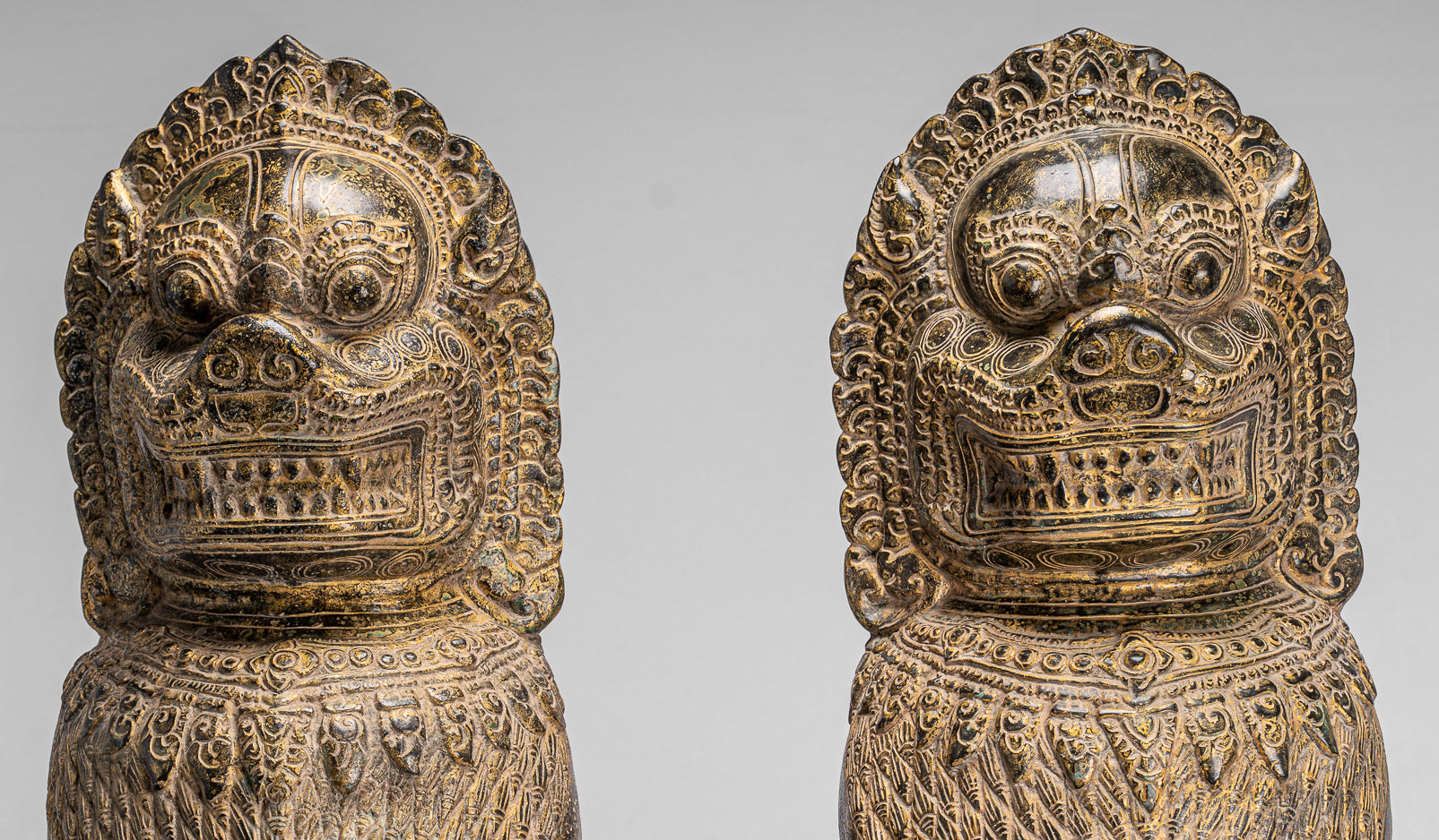 Antique Temple Bronze Temple Guardians o Lions (coppia) - 72cm/29 "