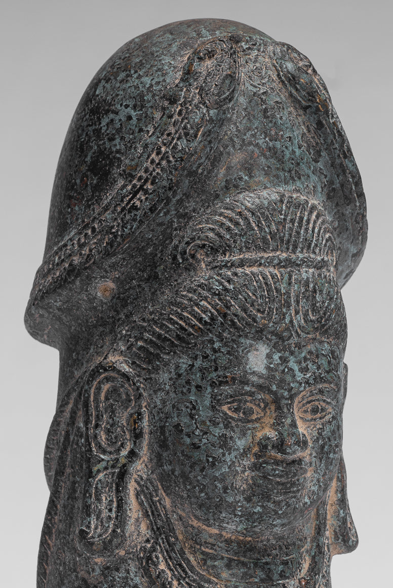 Antiguo estilo jmer verdigris bronce shiva linga / lingnum - 23cm / 9 "