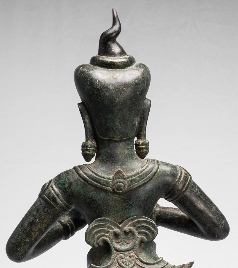 Antike tanzende Apsara- oder Engelsstatue aus Baphuon-Bronze im Khmer-Stil – 85 cm.