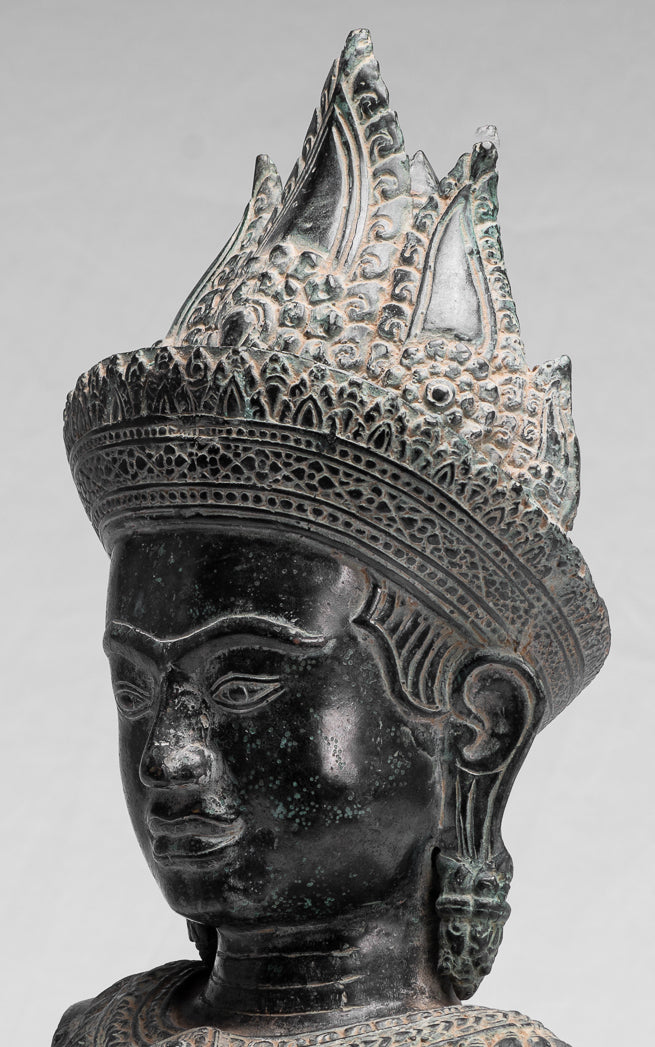 Statue Apsara - Bronzo antico Khmer Bronzo Angkor Wat Apsara BURSE O ENGAN STATUE - 50 cm/20 "