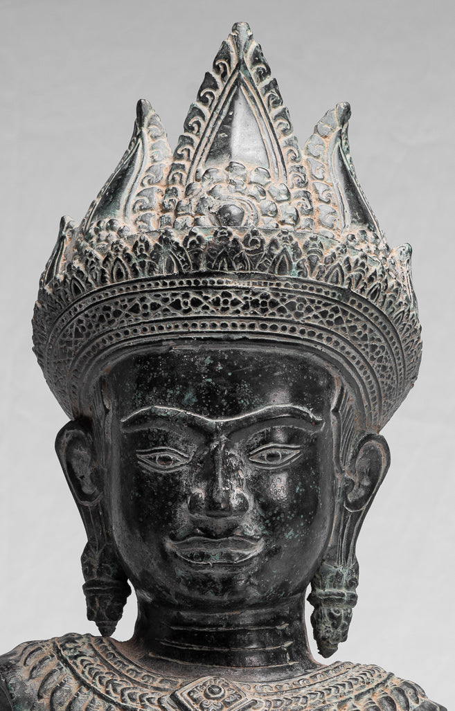 Statue Apsara - Bronzo antico Khmer Bronzo Angkor Wat Apsara BURSE O ENGAN STATUE - 50 cm/20 "