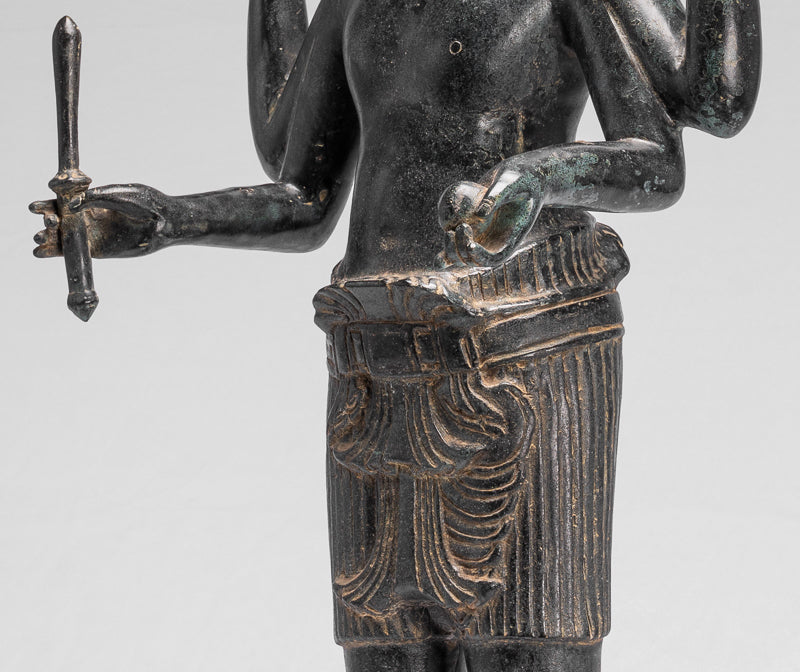 Brahma-Statue – antiker Khmer-Stil, Koh Ker, stehend, Bronze, Brahma – Schöpfung eines Hindu-Gottes – 83 cm