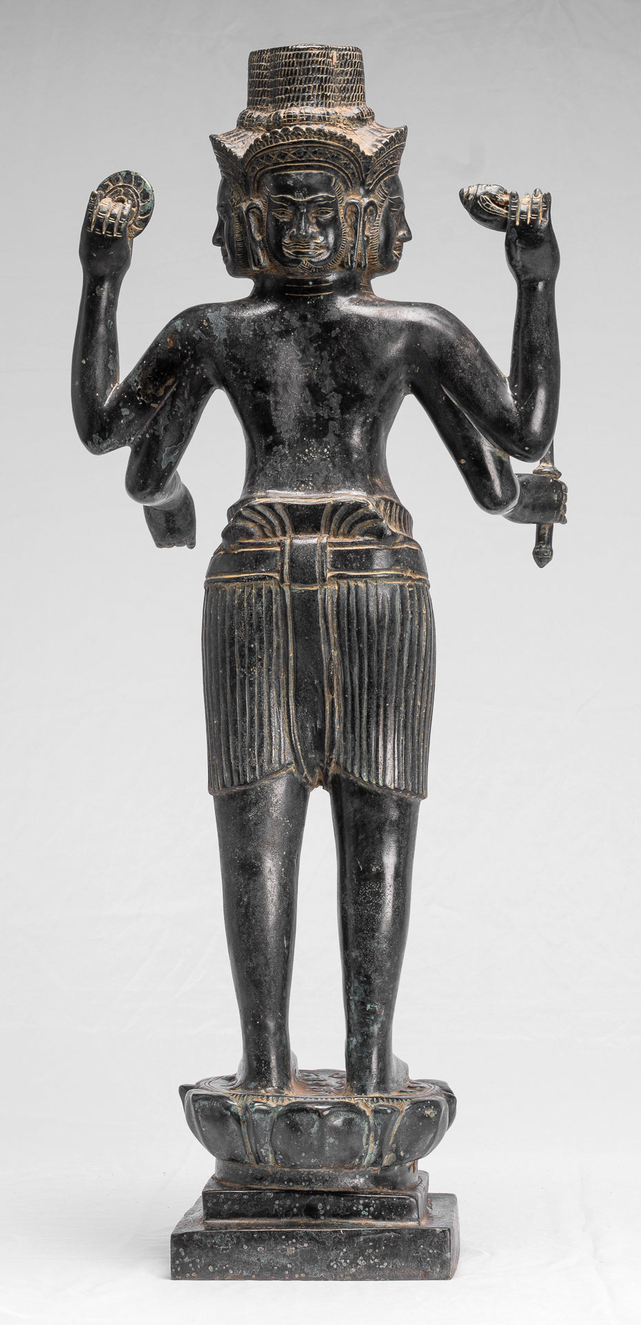 Brahma-Statue – antiker Khmer-Stil, Koh Ker, stehend, Bronze, Brahma – Schöpfung eines Hindu-Gottes – 83 cm