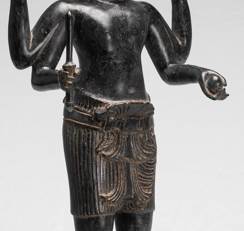 Brahma-Statue – antiker Khmer-Stil, Koh Ker, stehend, Bronze, Brahma – Schöpfung eines Hindu-Gottes – 83 cm