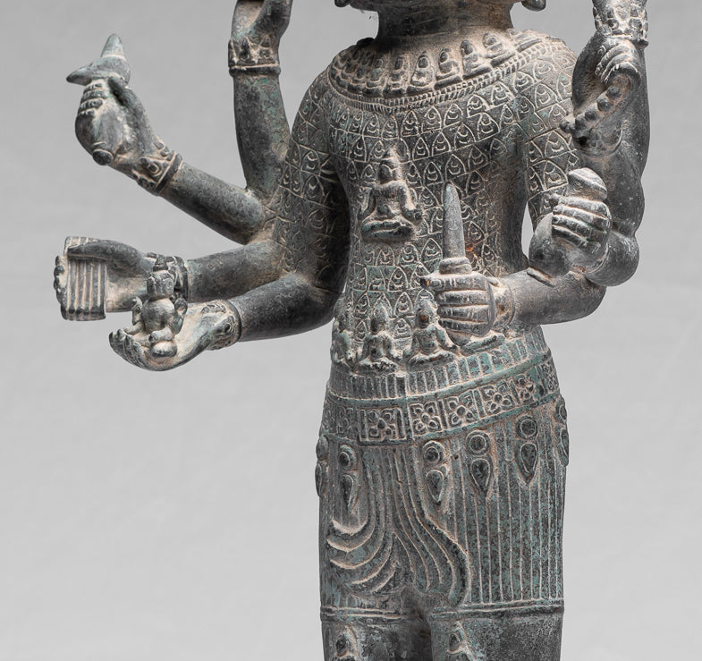 Statue antique khmer Style bronze Bay station lokeshvara - 53 CM / 21 pouces