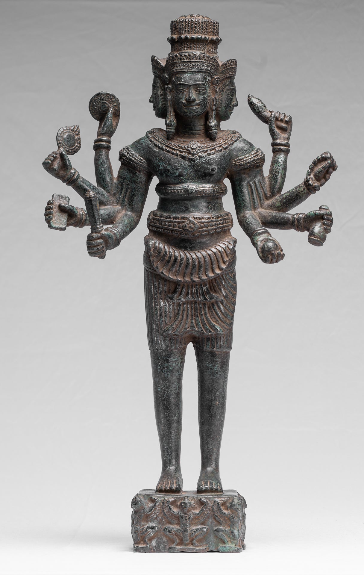Brahma Statue, Antike Khmer Stil Koh Ker Stehende Bronze Brahma.Hindu Gott Schöpfung 85cm/21"