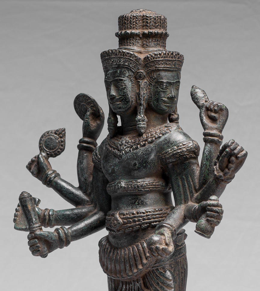 Brahma Statue, Antike Khmer Stil Koh Ker Stehende Bronze Brahma.Hindu Gott Schöpfung 85cm/21"