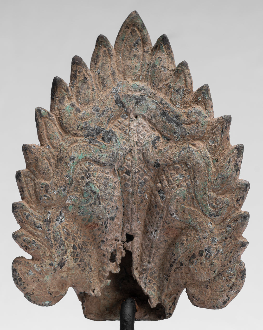 Statua Naga - Antique Khmer Style Bronzo protettivo Naga, serpente o statua a serpente - 24 cm/10 "