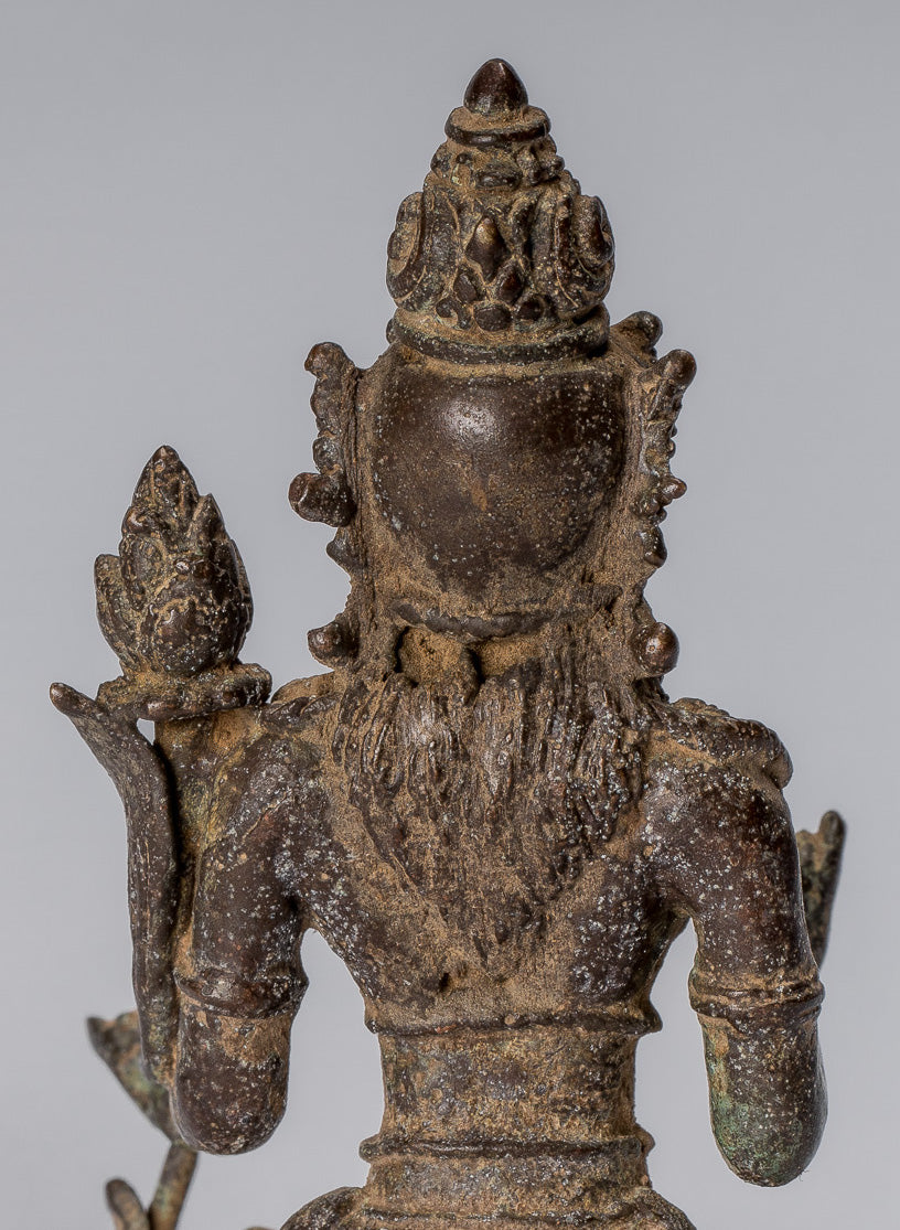 Statue de Tara – Antique style Java Majapahit indonésien assis en bronze Devi Tara – 8 cm