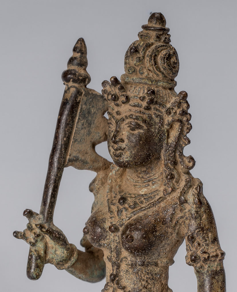 Statue de Tara - Antique style Java indonésien Bronze Devi Tara Statue JigtenI Sumlé Gyalma - 8 cm/3"