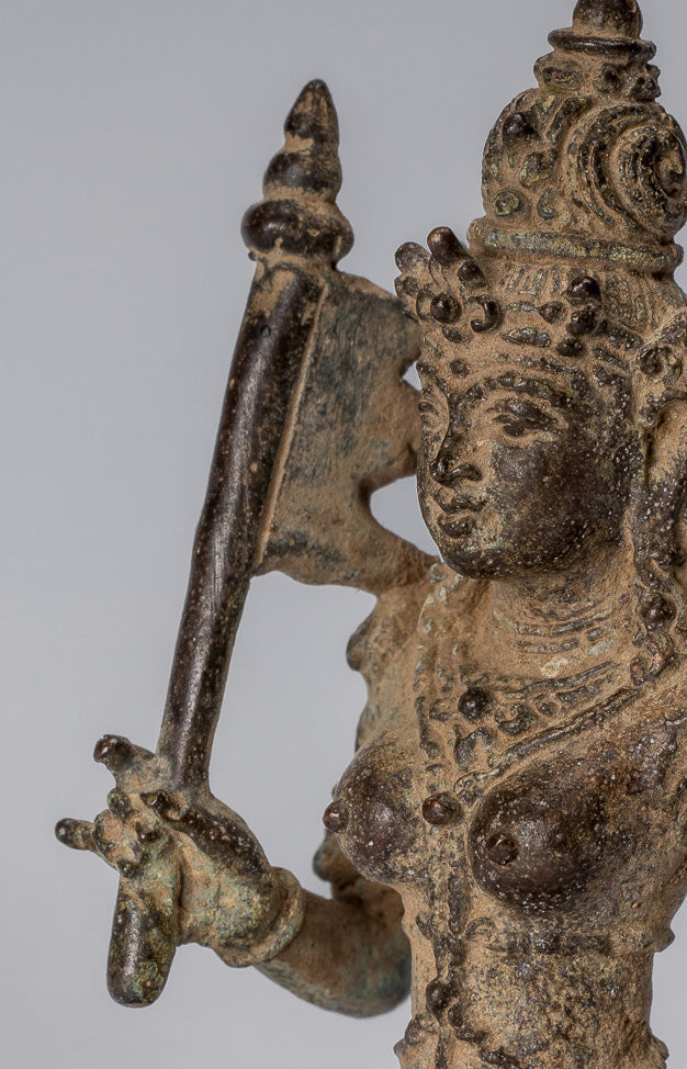 Statue de Tara - Antique style Java indonésien Bronze Devi Tara Statue JigtenI Sumlé Gyalma - 8 cm/3"