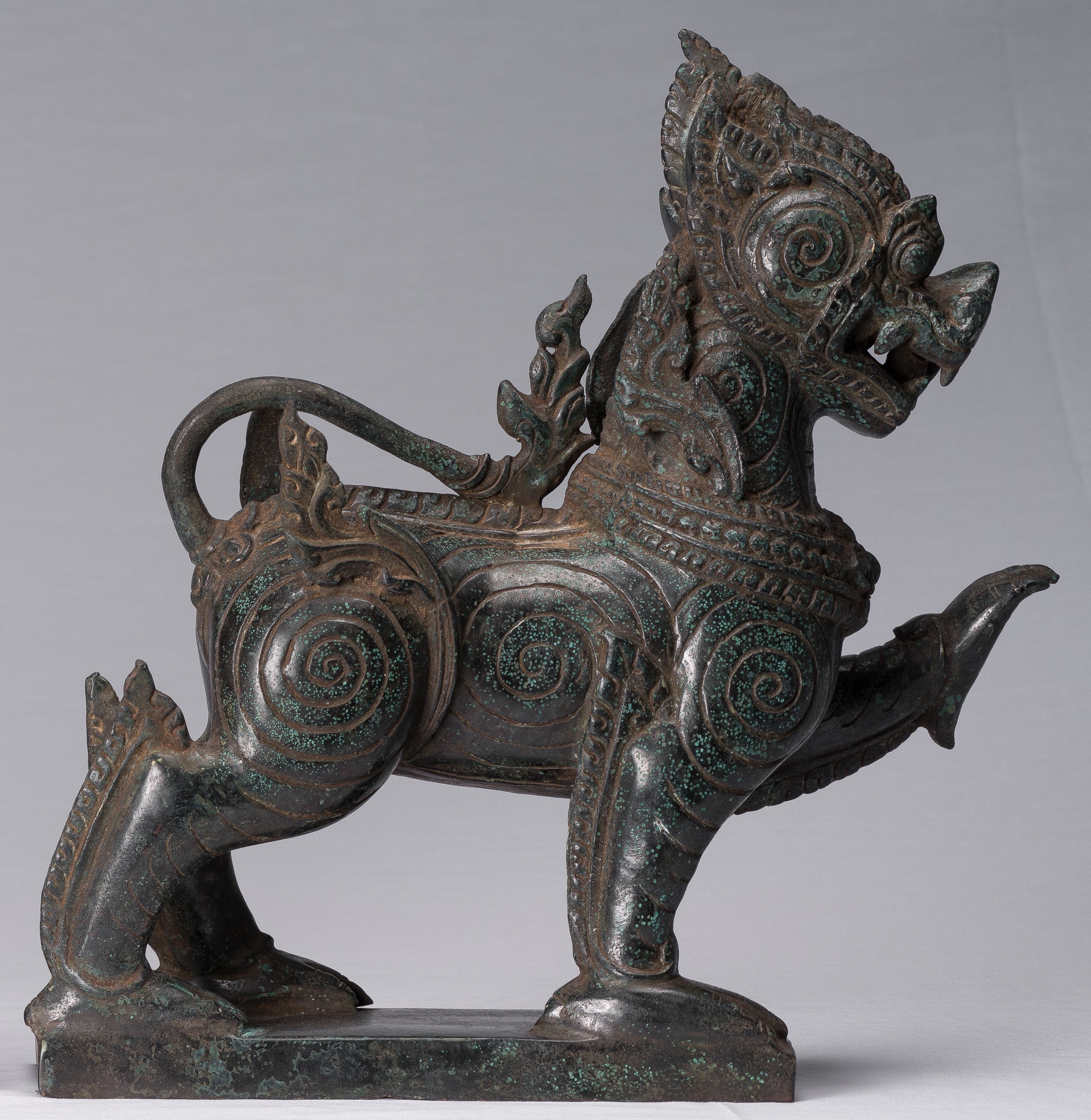 Antiguo de estilo birmano de bronce de pie de pie de la tutor guardia - 37 cm/15 "