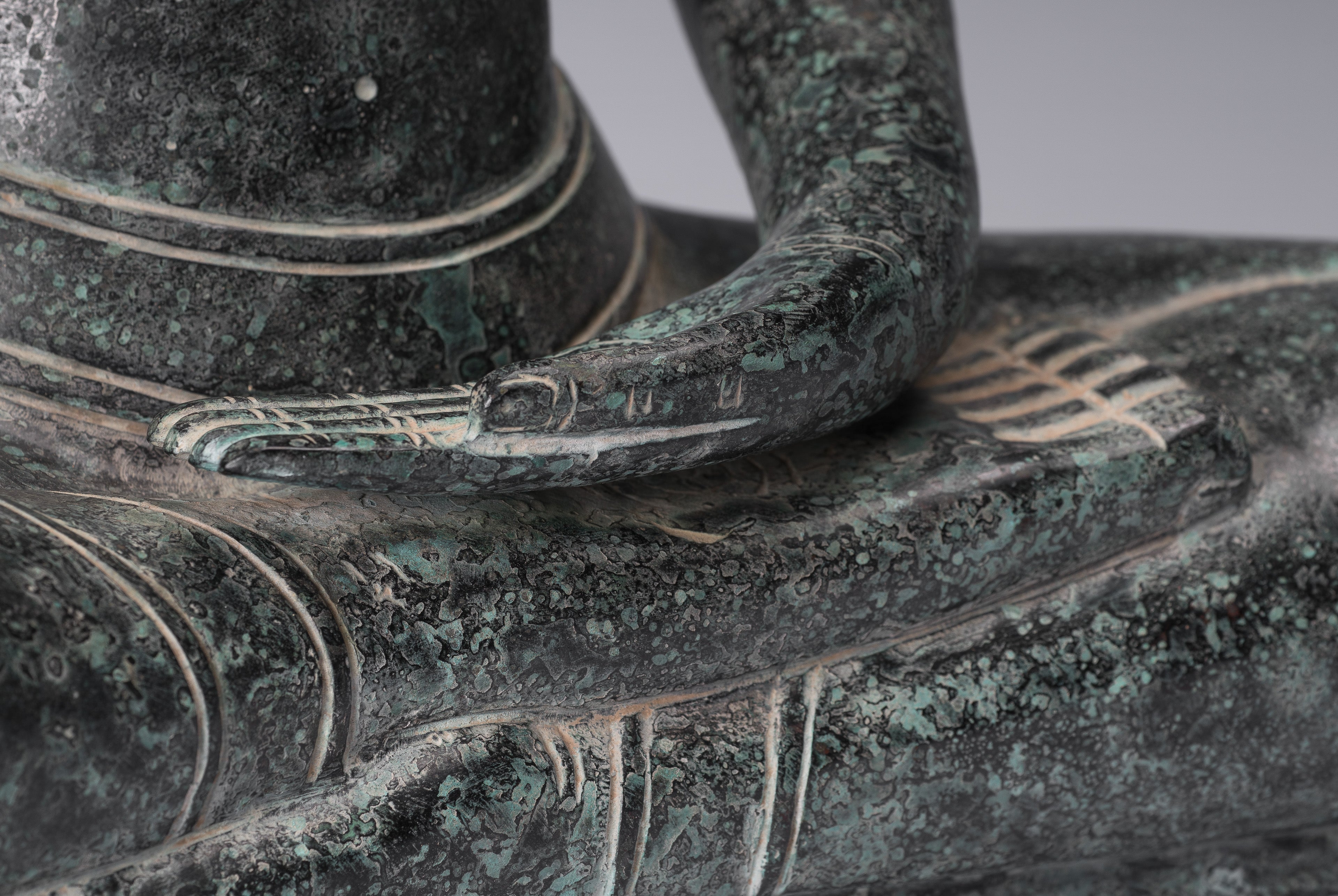 Statua di Buddha - Antique Khmer Style Bronzo Buddha Statua Dharmachakra Insegnamento Mudra - 50 cm/20 "