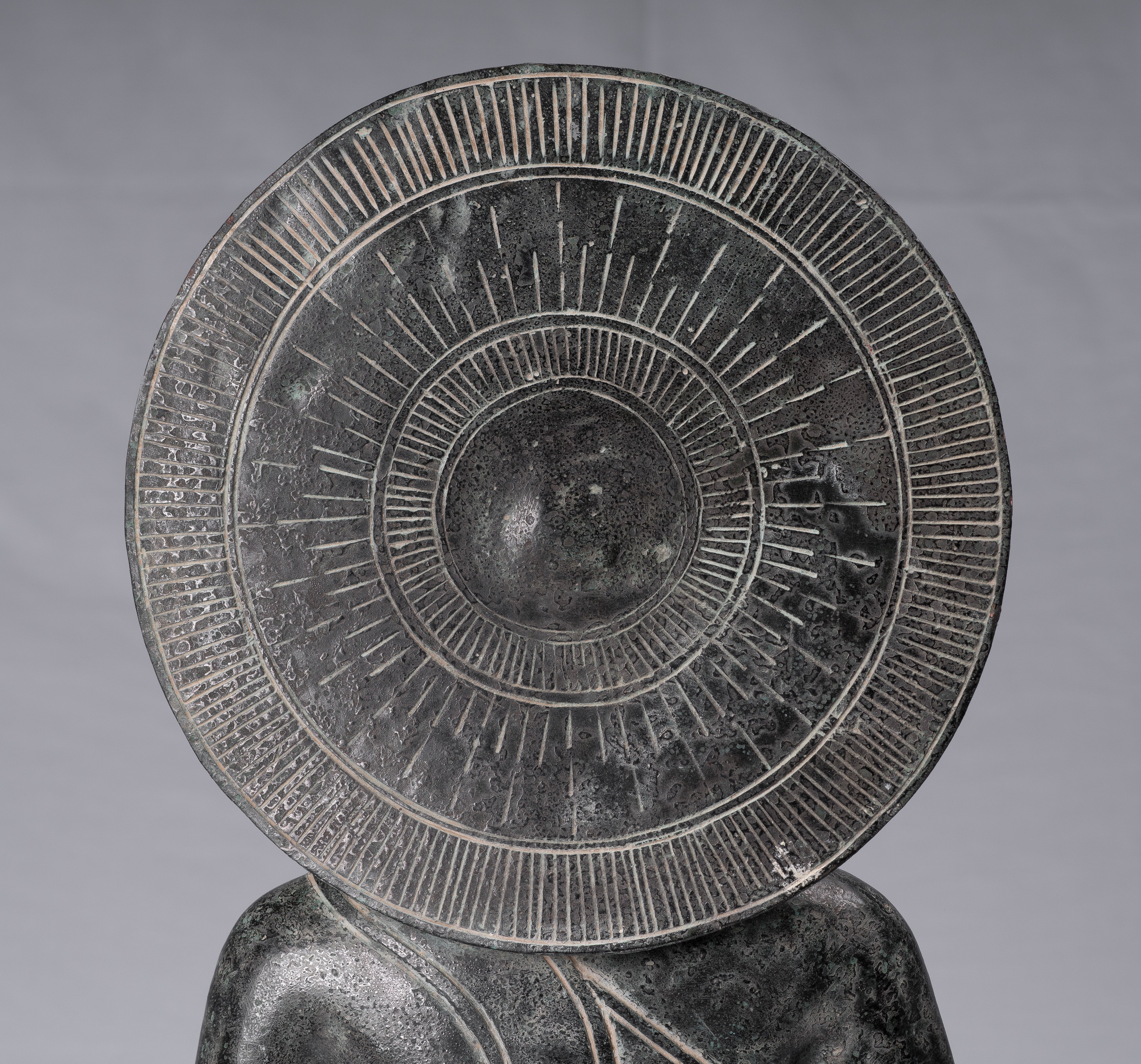 Statua di Buddha - Antique Khmer Style Bronzo Buddha Statua Dharmachakra Insegnamento Mudra - 50 cm/20 "