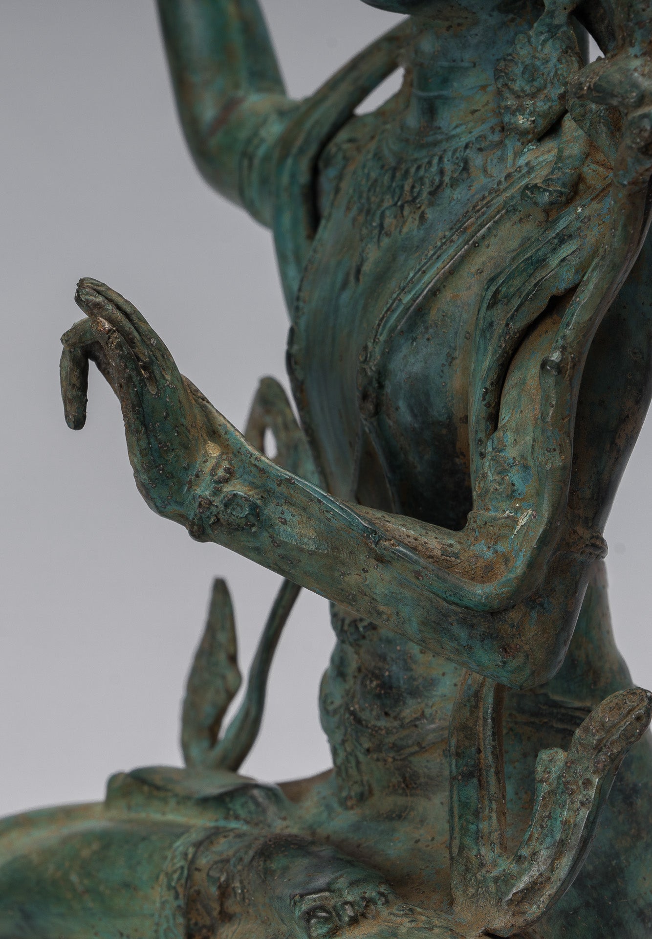 Statue de Manjushri-Antique Java Style Majapahit Seated Bronze Deity Manjushri Statue-46cm/18 "