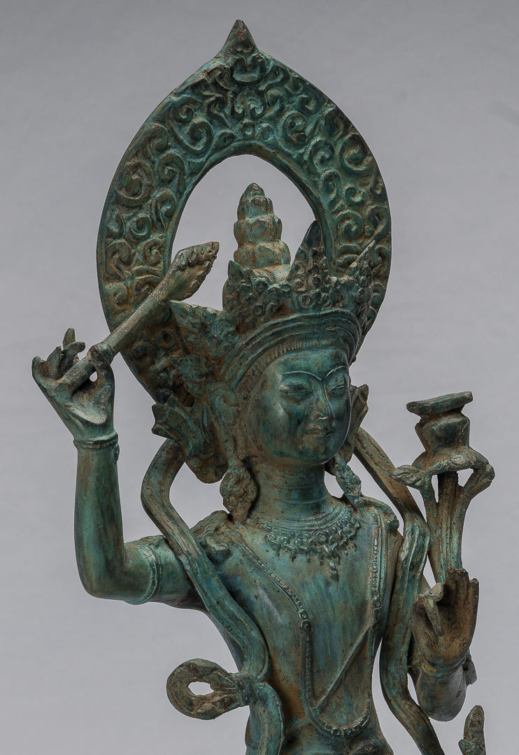 Statue de Manjushri-Antique Java Style Majapahit Seated Bronze Deity Manjushri Statue-46cm/18 "