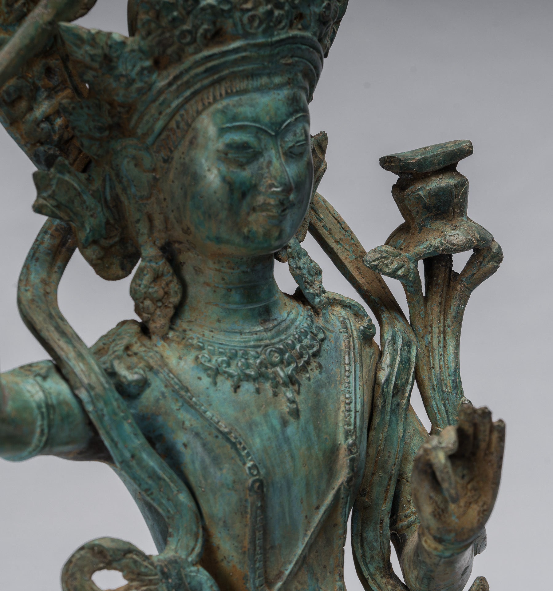 Statue de Manjushri-Antique Java Style Majapahit Seated Bronze Deity Manjushri Statue-46cm/18 "