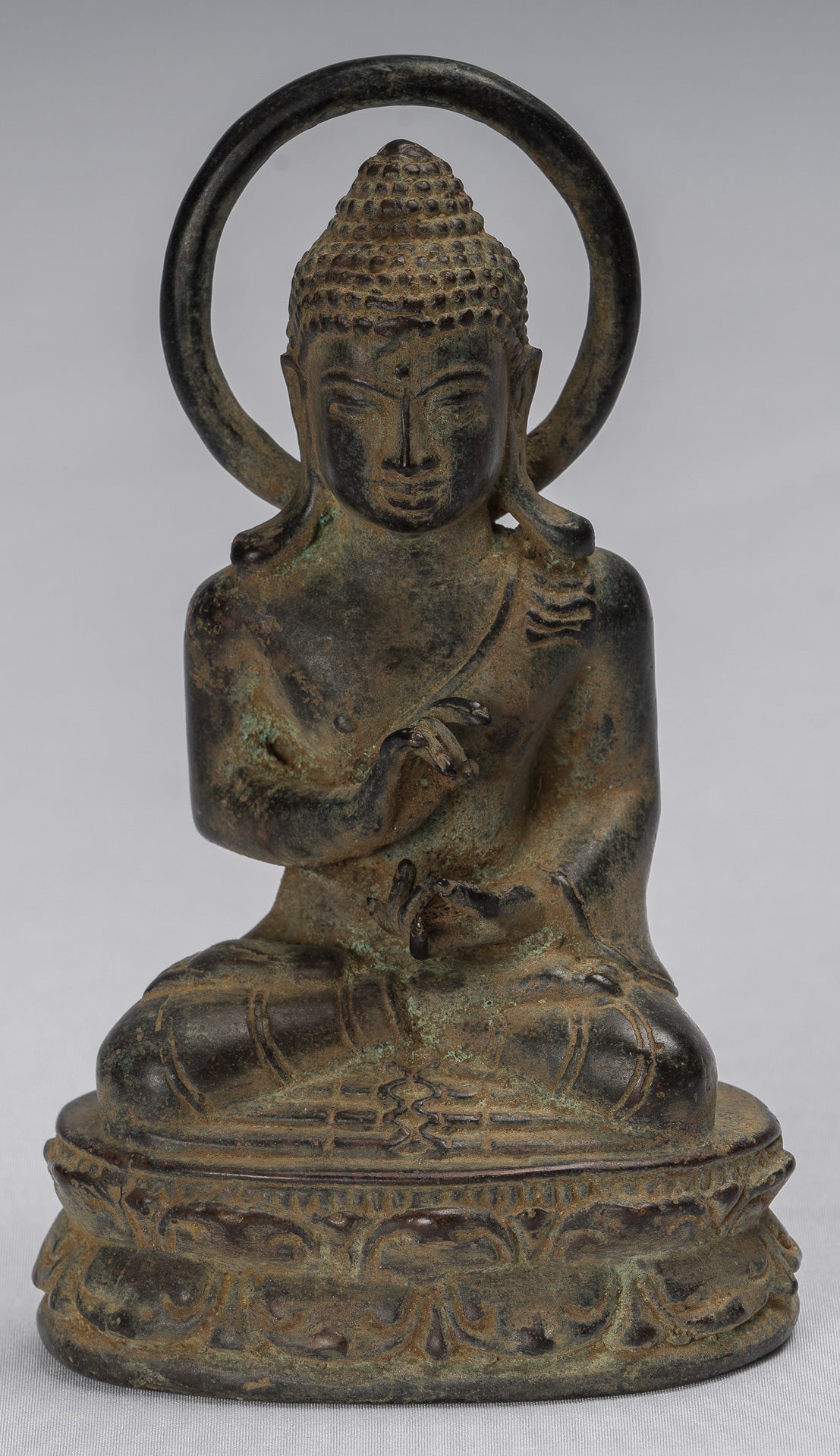 Estatua de Buda - Estilo indonesio antiguo de bronce sentado Javanese Buda - 16 cm/6 "
