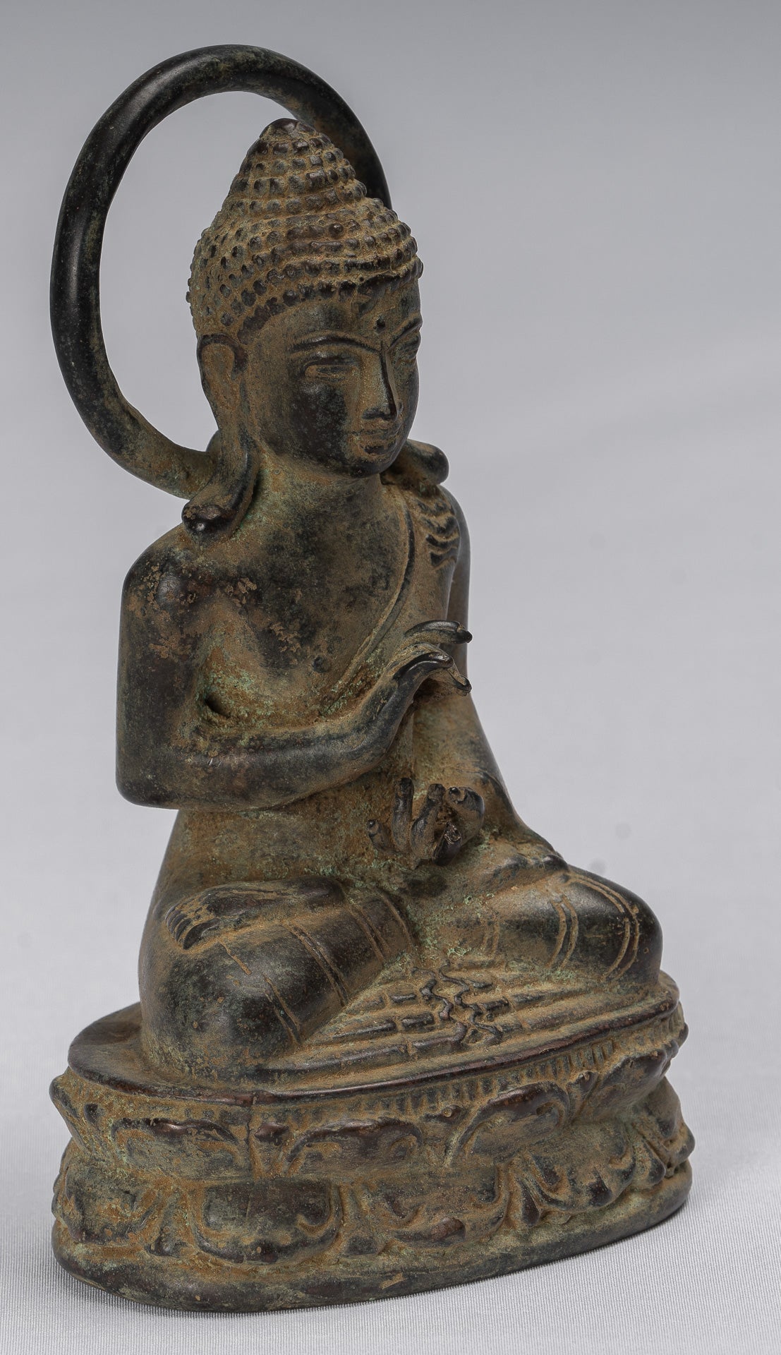 Estatua de Buda - Estilo indonesio antiguo de bronce sentado Javanese Buda - 16 cm/6 "