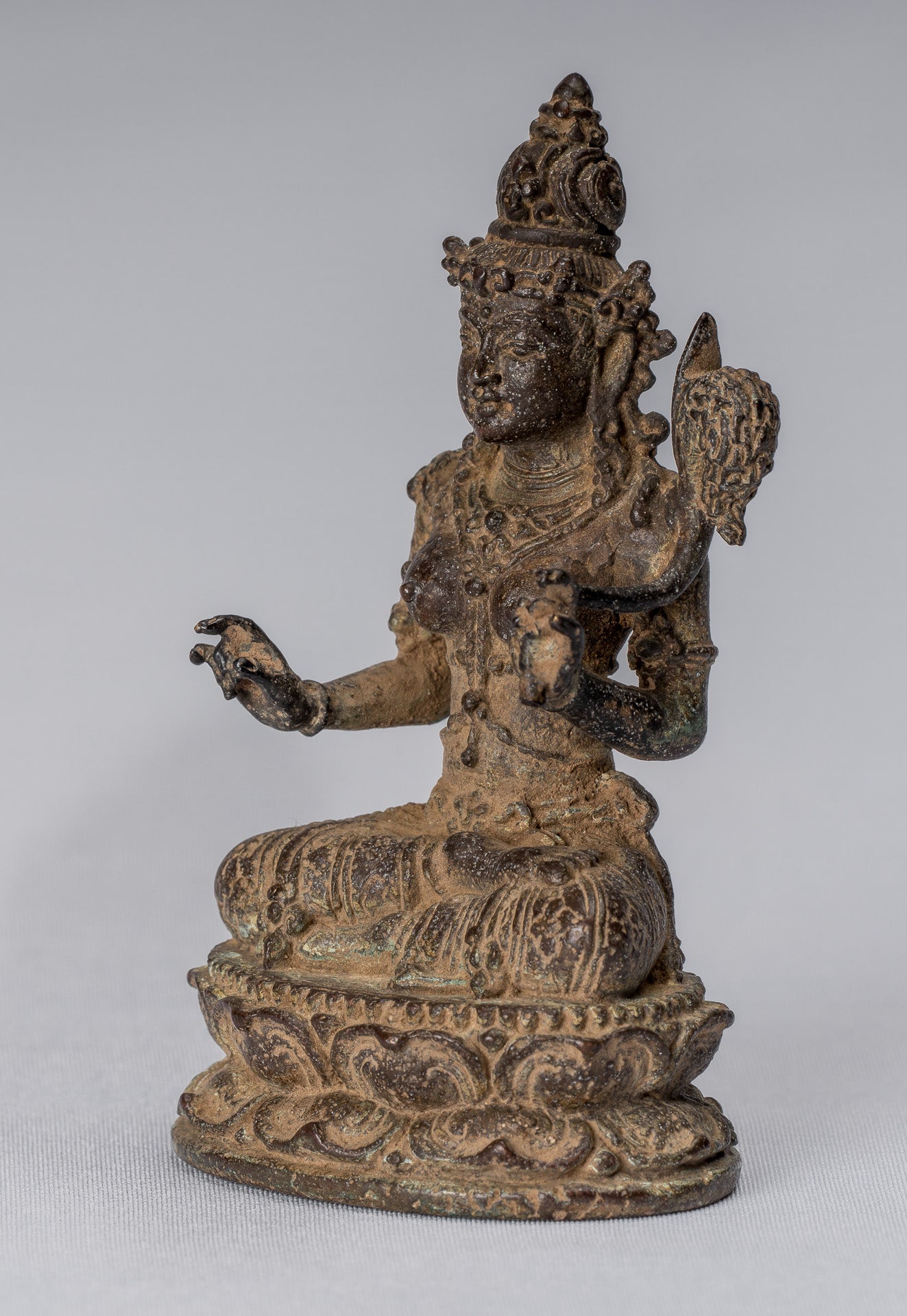 Statue de Tara - ancienne statue de Devi Tara en bronze indonésien de style javanais - 8cm / 3 "