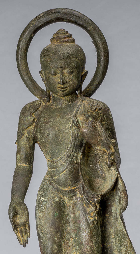 Buddha-Statue – Meisterwerk, antiker indonesischer Bronzestil, javanischer Amitabha-Buddha – 42 cm