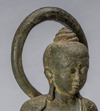 Buddha-Statue – Meisterwerk, antiker indonesischer Bronzestil, javanischer Amitabha-Buddha – 42 cm