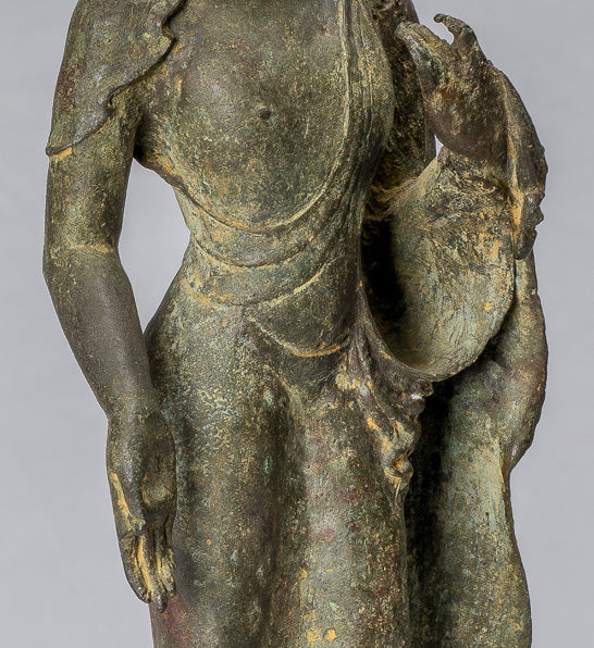 Buddha-Statue – Meisterwerk, antiker indonesischer Bronzestil, javanischer Amitabha-Buddha – 42 cm
