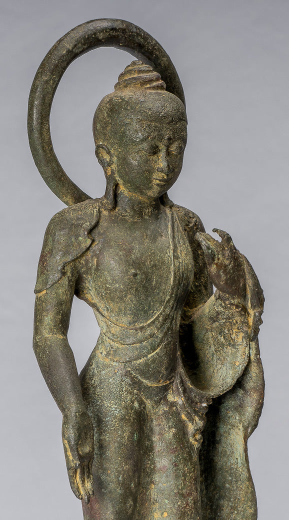 Buddha-Statue – Meisterwerk, antiker indonesischer Bronzestil, javanischer Amitabha-Buddha – 42 cm